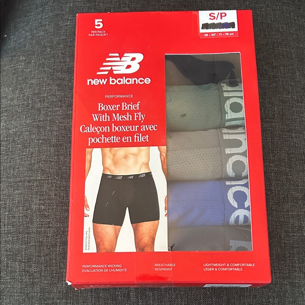 NEW 🆕 New Balance 5-pack Men's Boxer Briefs with Mesh Fly size S